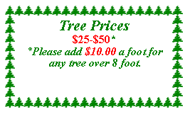 Text Box: Tree Prices$25-$50**Please add $10.00 a foot for any tree over 8 foot.